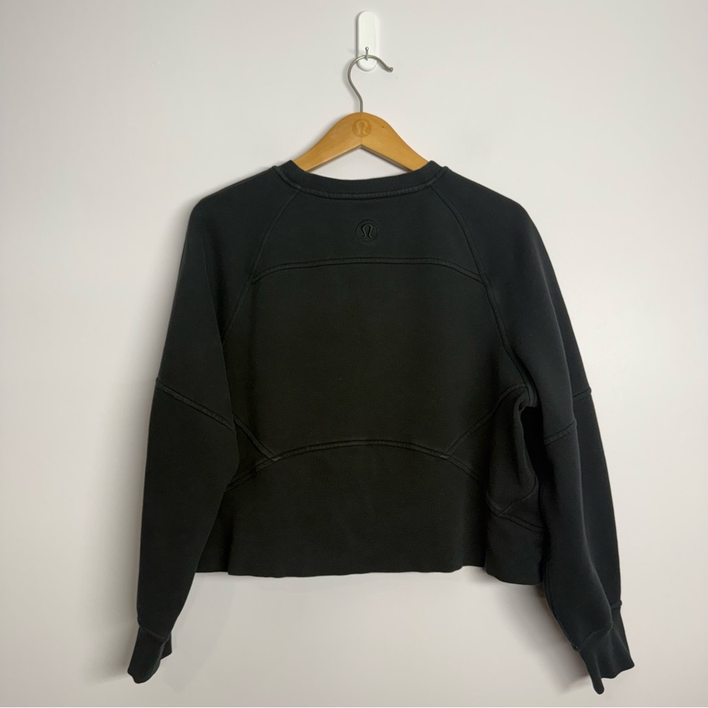 Lululemon Scuba Oversized Pullover *Wordmark Black Size M/L 23.5” PTP - Picture 2 of 4
